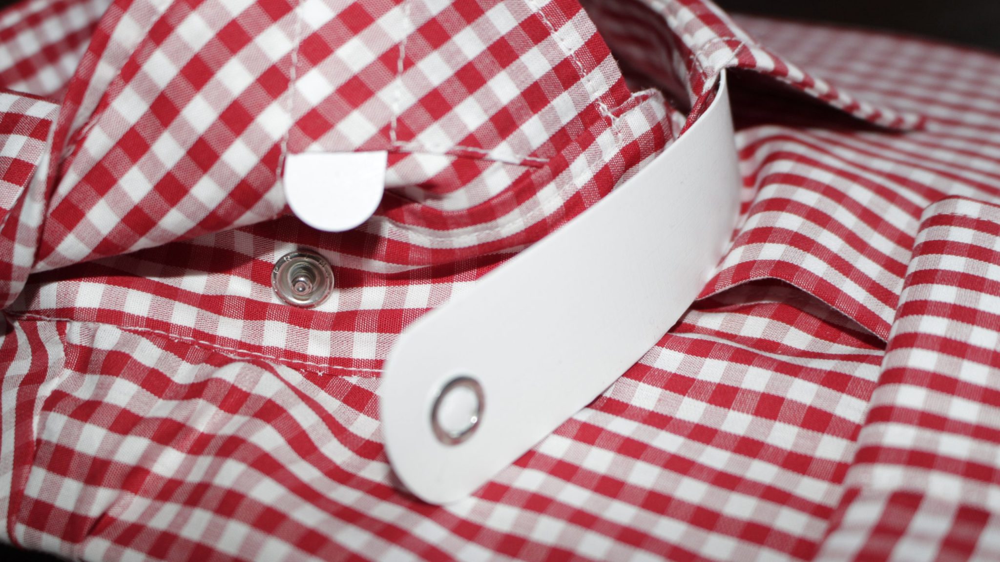 Red Gingham Check Clerical Clip-in Shirt