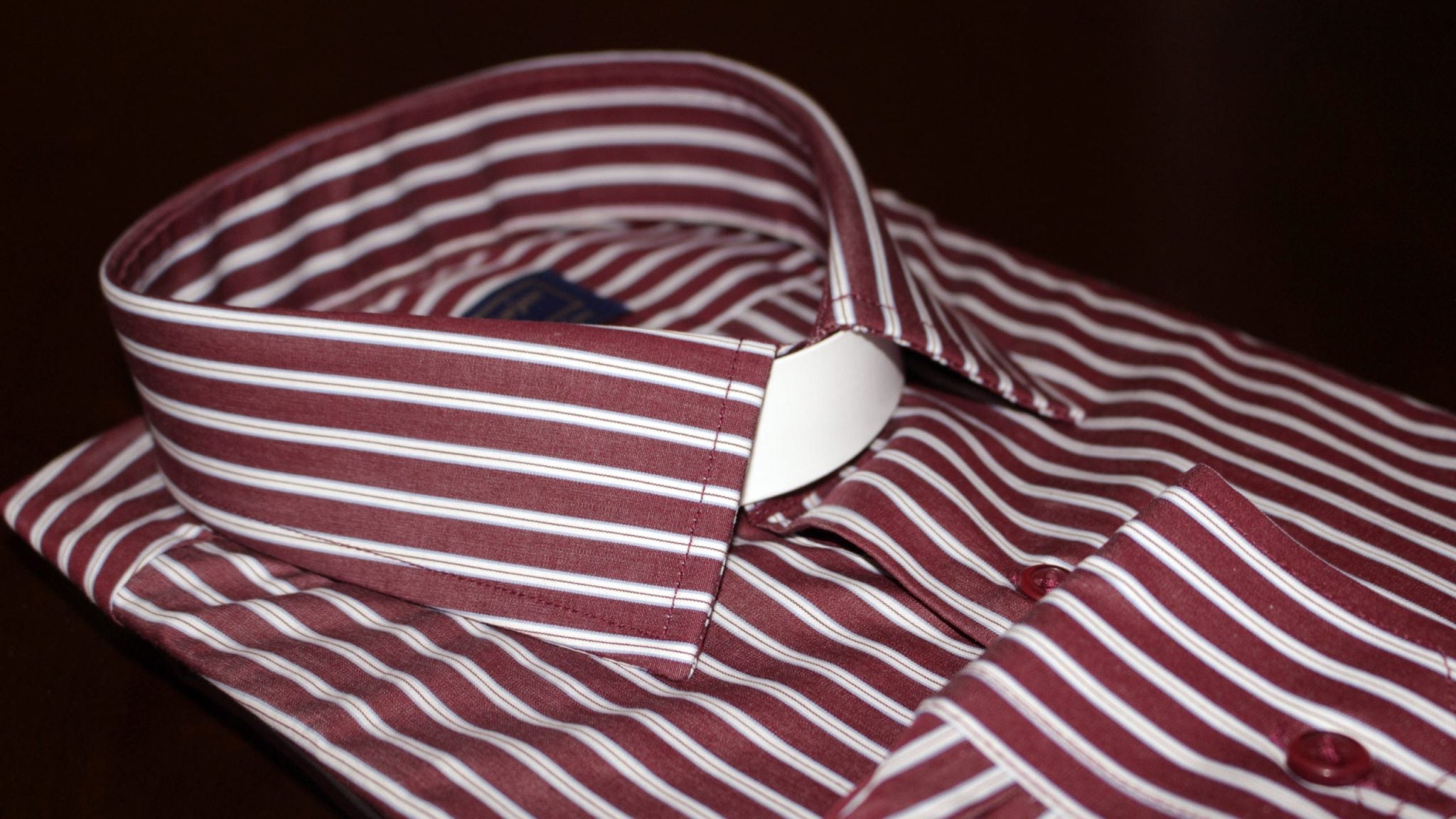 Dark Red Stripe Clerical Clip-in Shirt