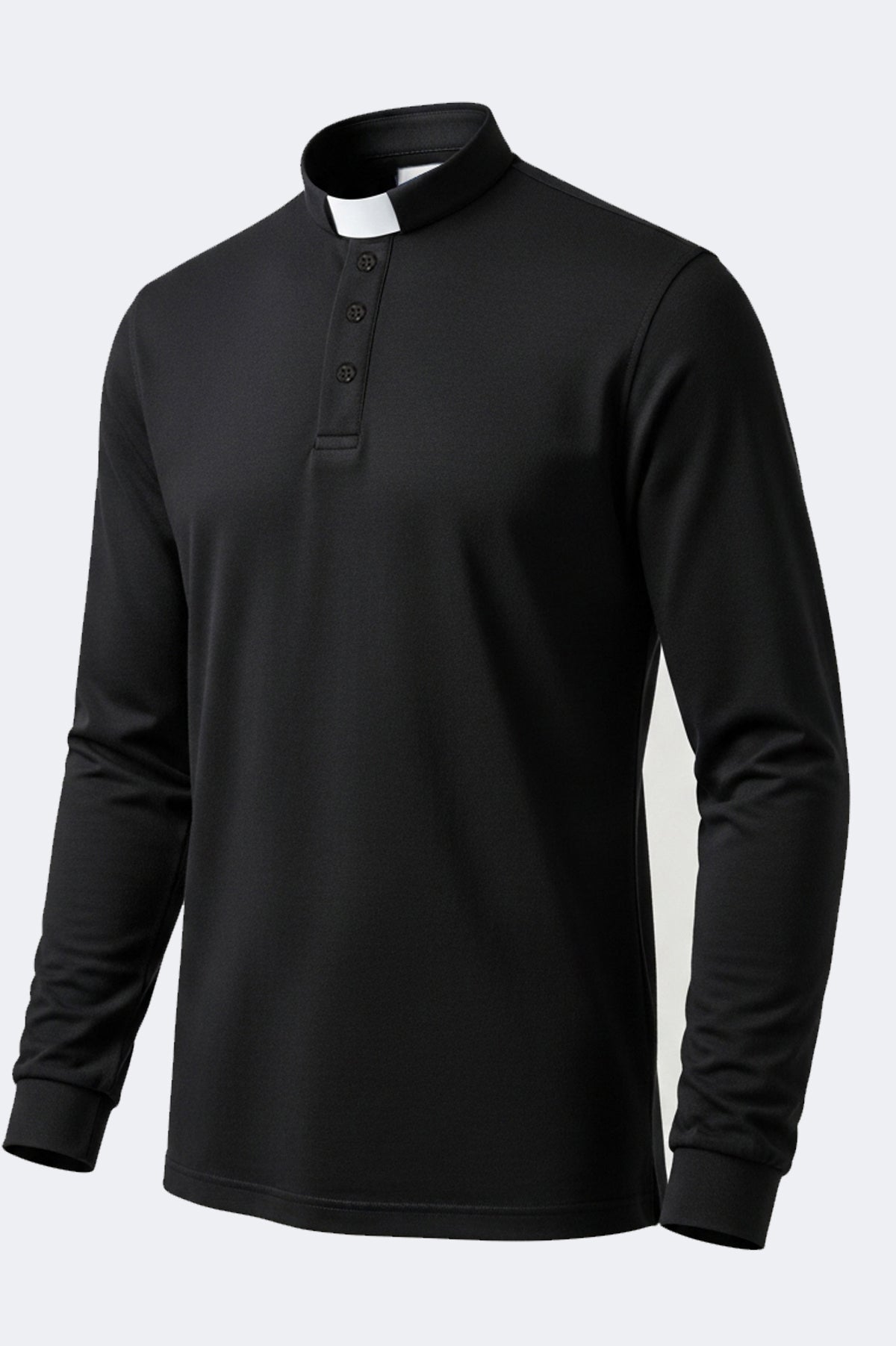 Long Sleeved Clerical Polo Shirt - Dual Collar
