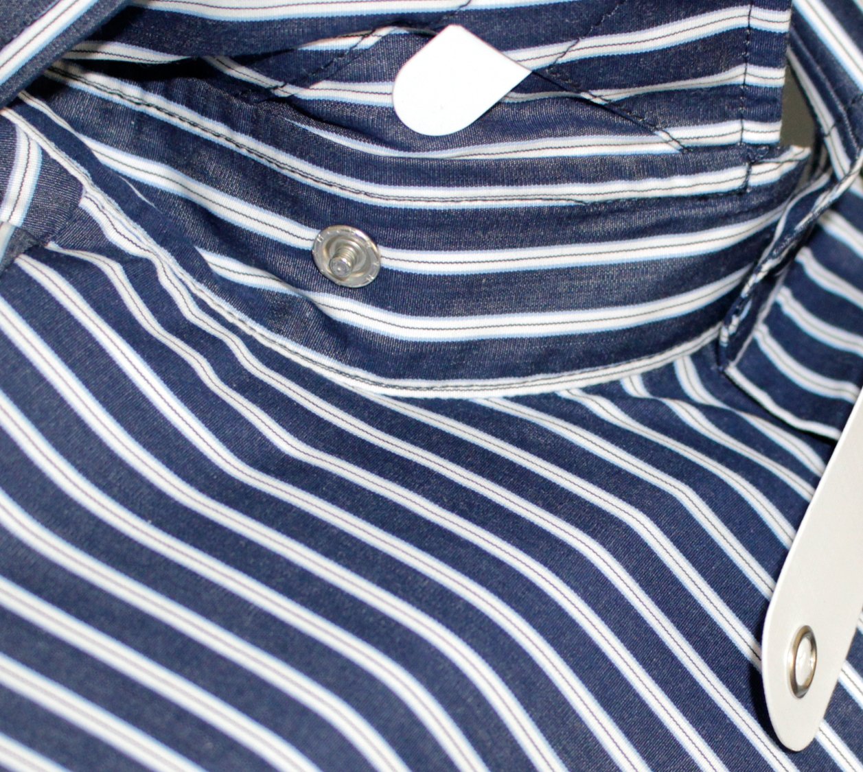Dark Blue Stripe Clerical Clip-in Shirt