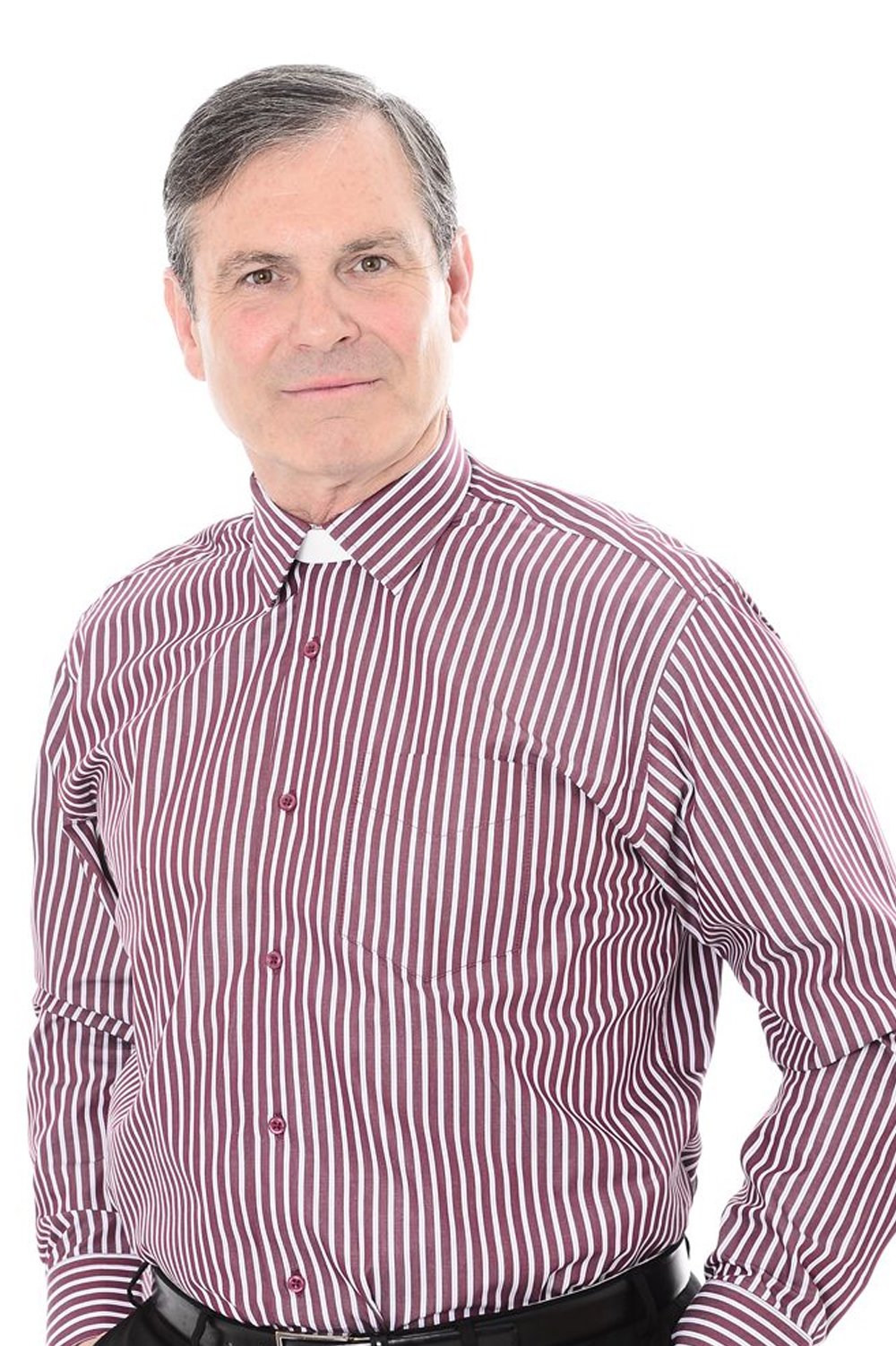 Dark Red Stripe Clerical Clip-in Shirt