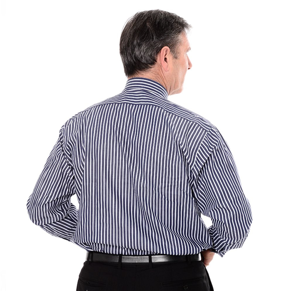Dark Blue Stripe Clerical Clip-in Shirt