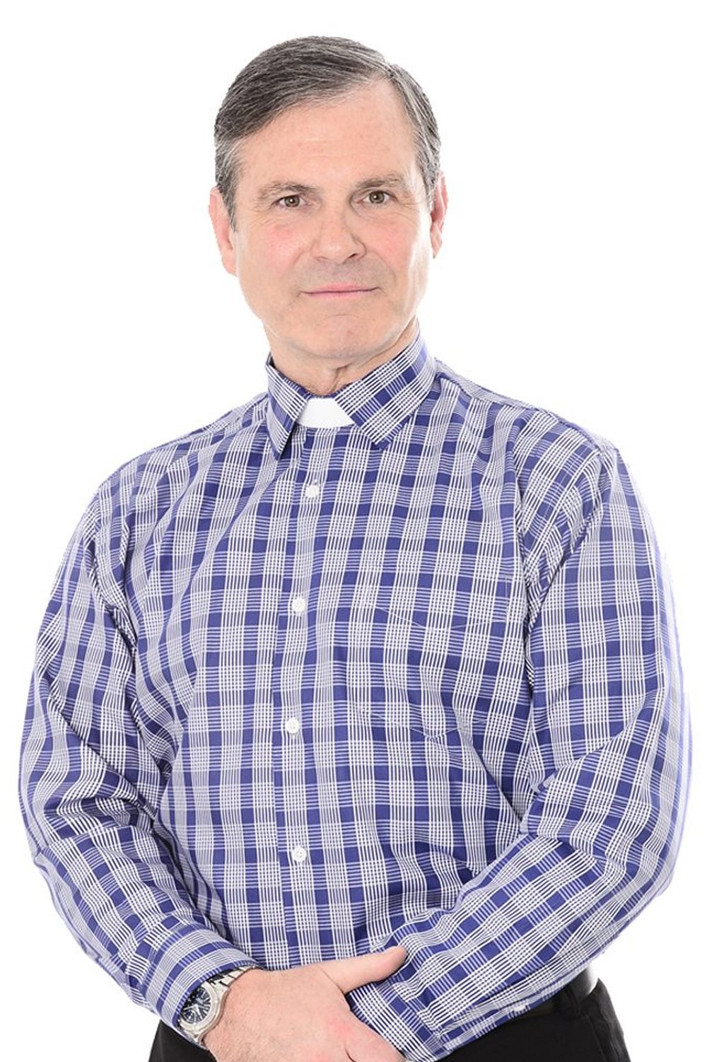 Navy Check Clerical Clip-in Shirt