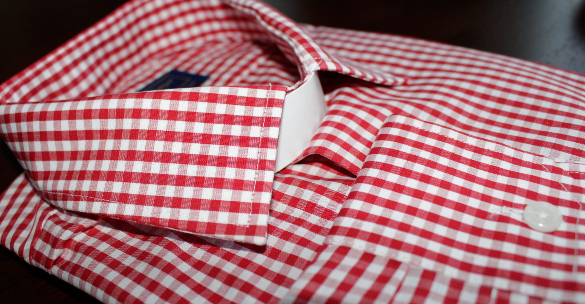Red Gingham Check Clerical Clip-in Shirt
