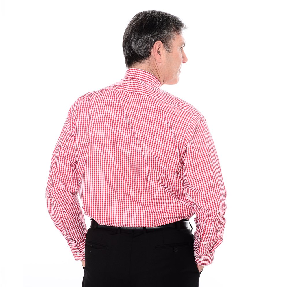 Red Gingham Check Clerical Clip-in Shirt