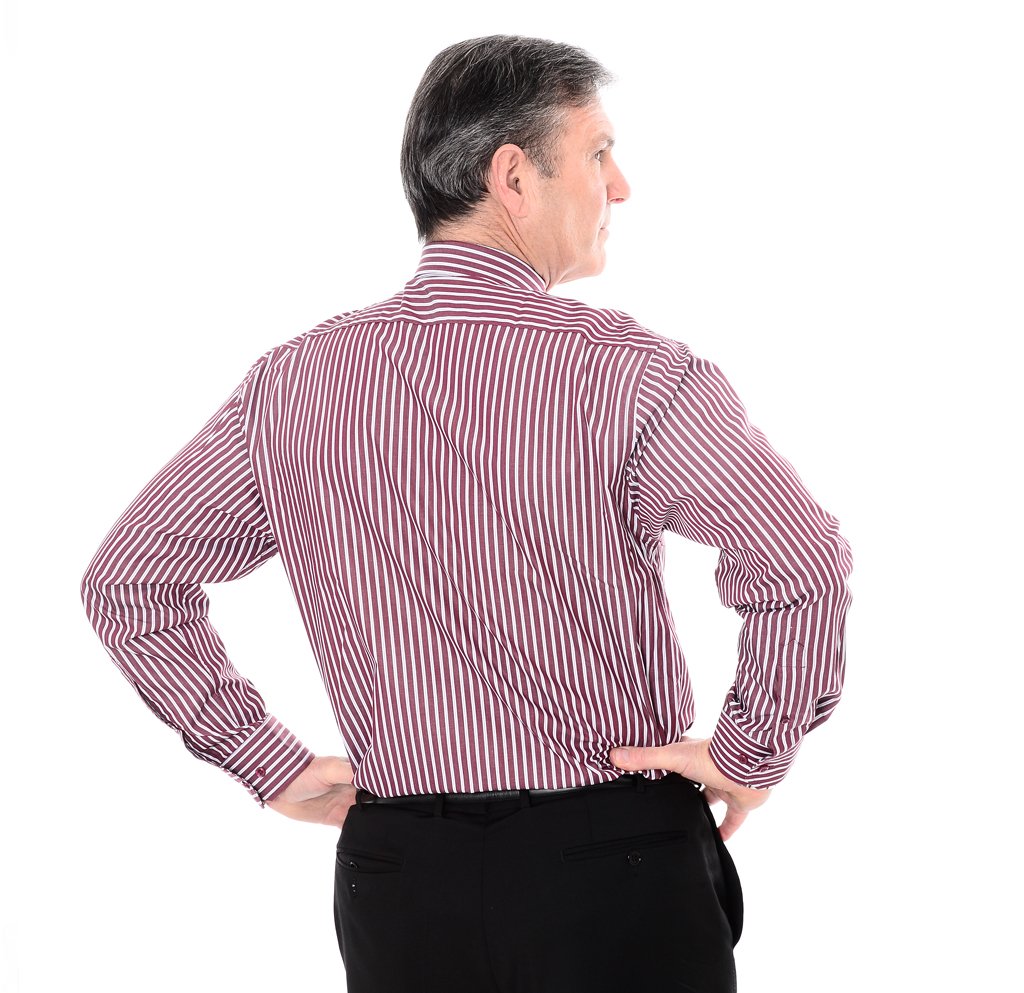 Dark Red Stripe Clerical Clip-in Shirt