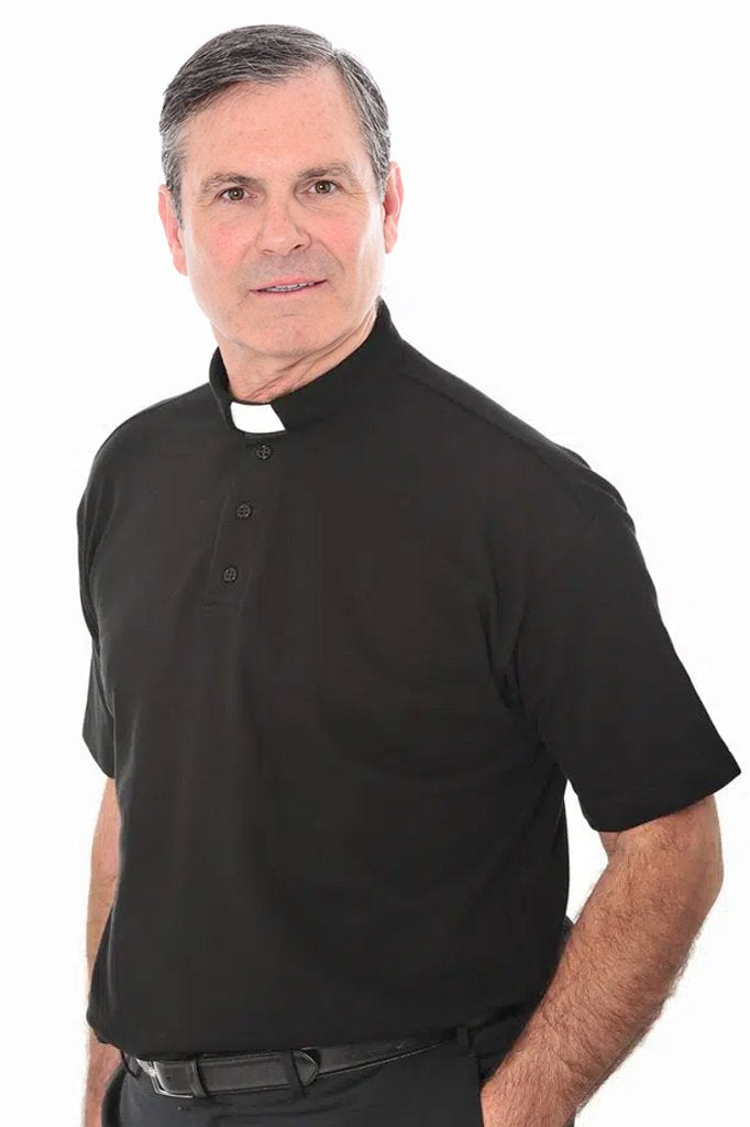 Short Sleeved Clerical Polo Shirt - Dual Collar