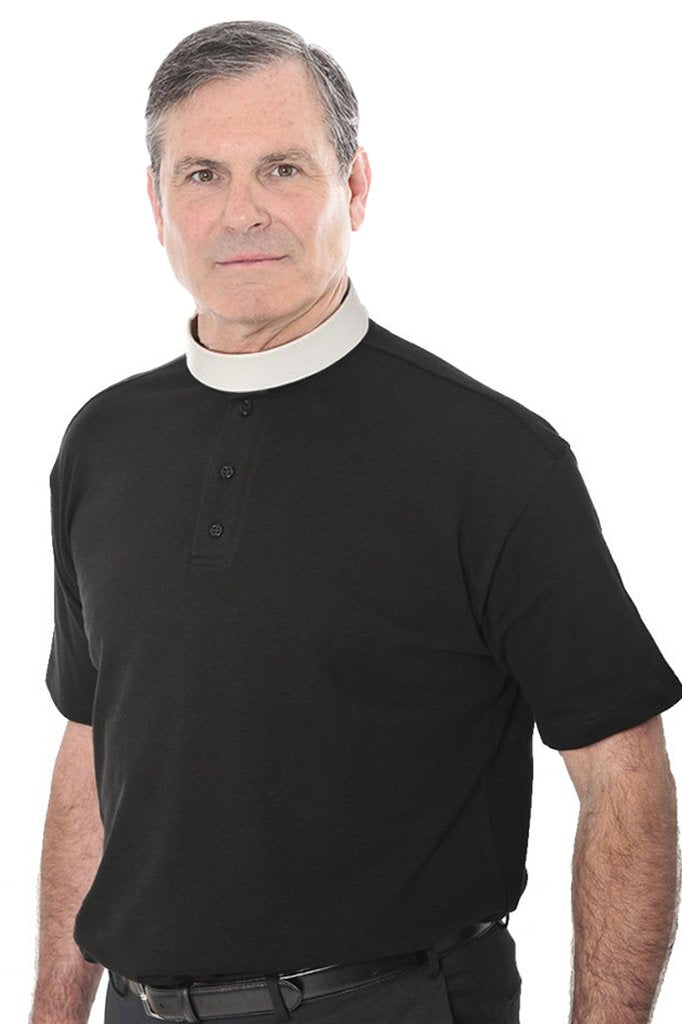 Short Sleeved Clerical Polo Shirt - Dual Collar